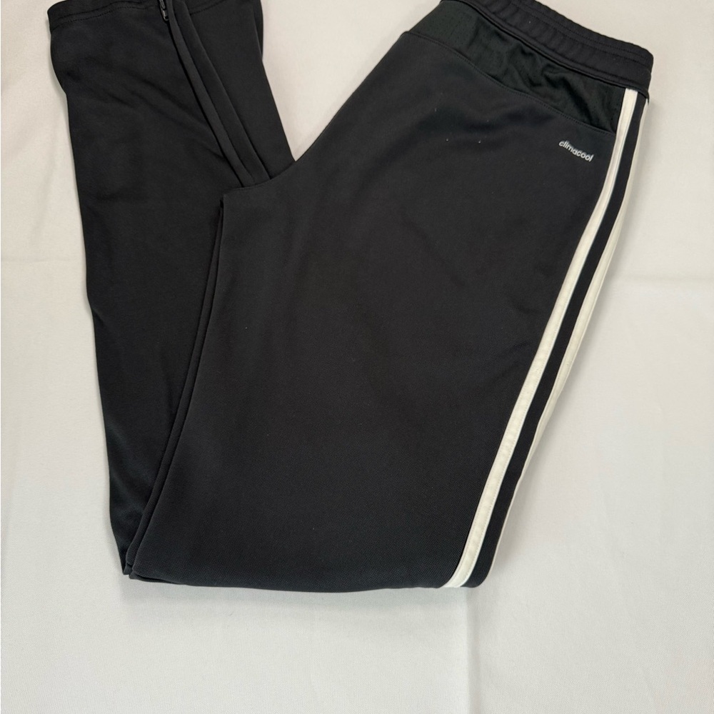 Adidas Black and White Sweatpants with Athletic Stripe